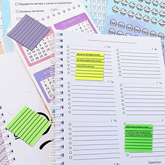 1pc Transparent Lined Sticky Notes 10 Colors 7.49x7.49cm Self-Sticky Memo Pad