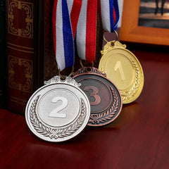 3pcs Metal Medals with Neck Ribbon for Sports Academics and Competitions