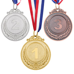 3pcs Metal Medals with Neck Ribbon for Sports Academics and Competitions