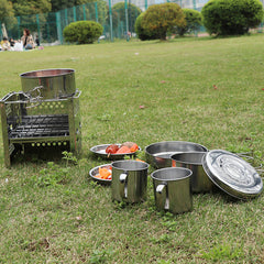 8pcs Portable Collapsible Cookware Set for Camping