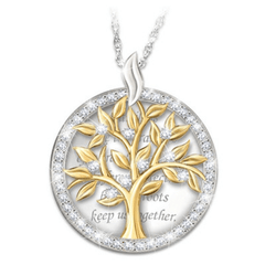 Tree Pattern Rhinestone Pendant Necklace