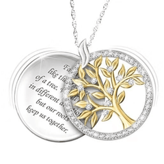 Tree Pattern Rhinestone Pendant Necklace
