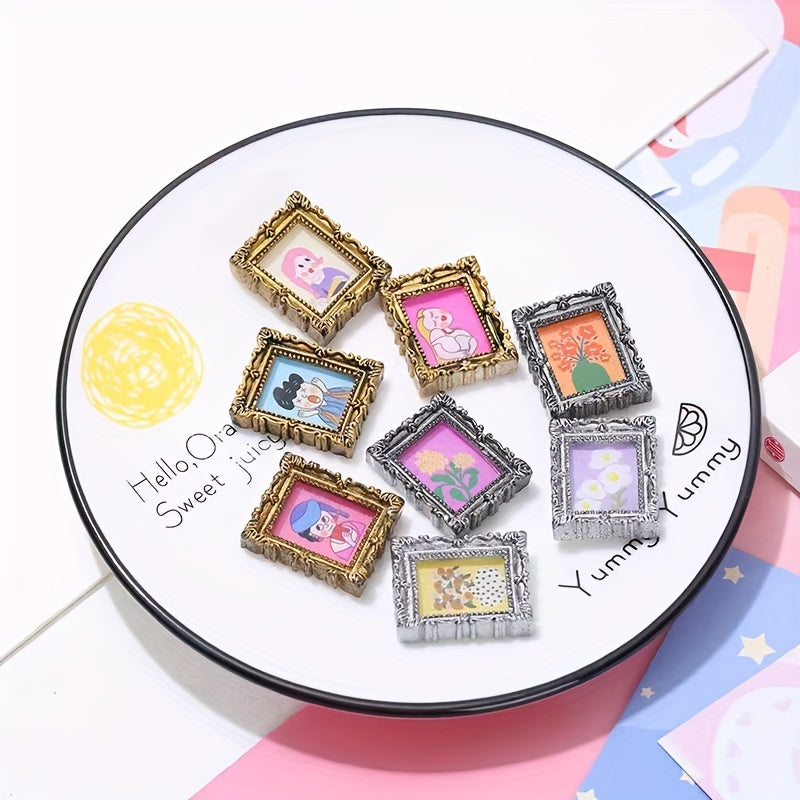 10pcs Retro Oil Painting Charms Mini Photo Frame DIY Jewelry Accessories