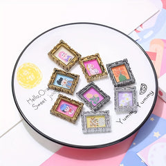 10pcs Retro Oil Painting Charms Mini Photo Frame DIY Jewelry Accessories
