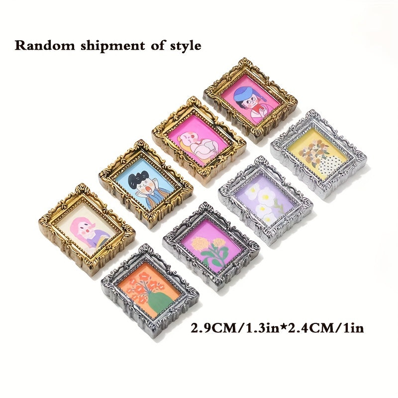 10pcs Retro Oil Painting Charms Mini Photo Frame DIY Jewelry Accessories