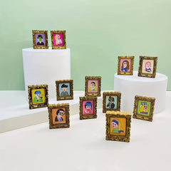 10pcs Retro Oil Painting Charms Mini Photo Frame DIY Jewelry Accessories