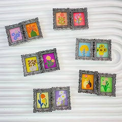 10pcs Retro Oil Painting Charms Mini Photo Frame DIY Jewelry Accessories