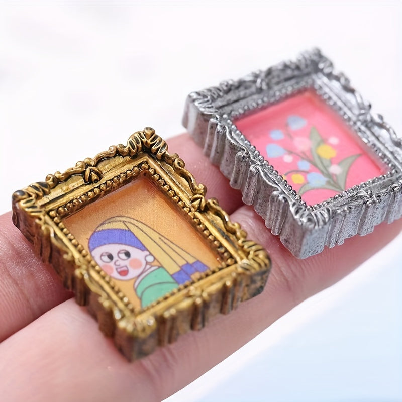 10pcs Retro Oil Painting Charms Mini Photo Frame DIY Jewelry Accessories