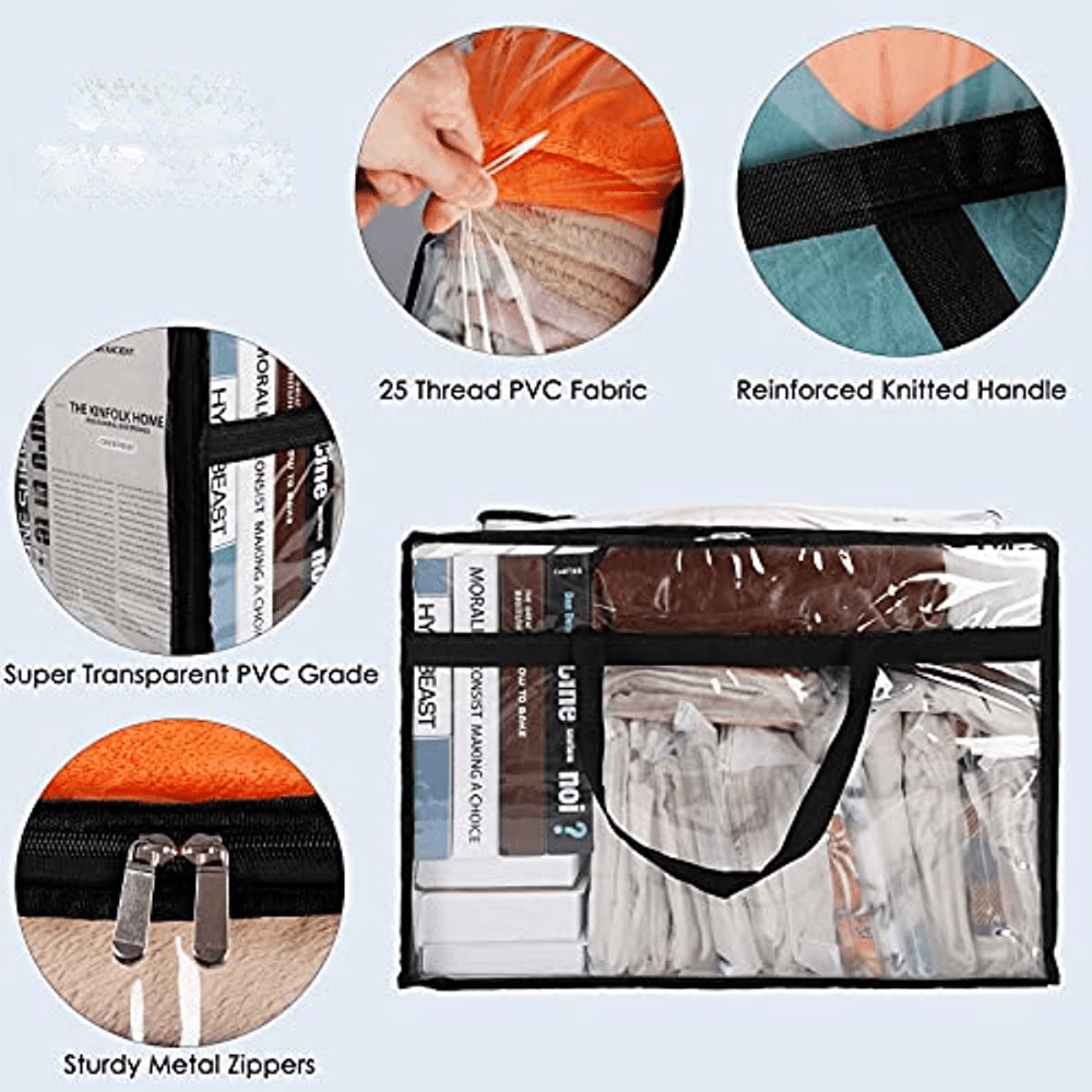 Large Capacity Transparent Zipper Storage Bag Dustproof Organizer