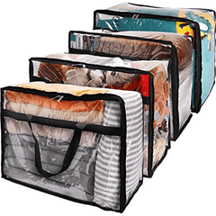Large Capacity Transparent Zipper Storage Bag Dustproof Organizer
