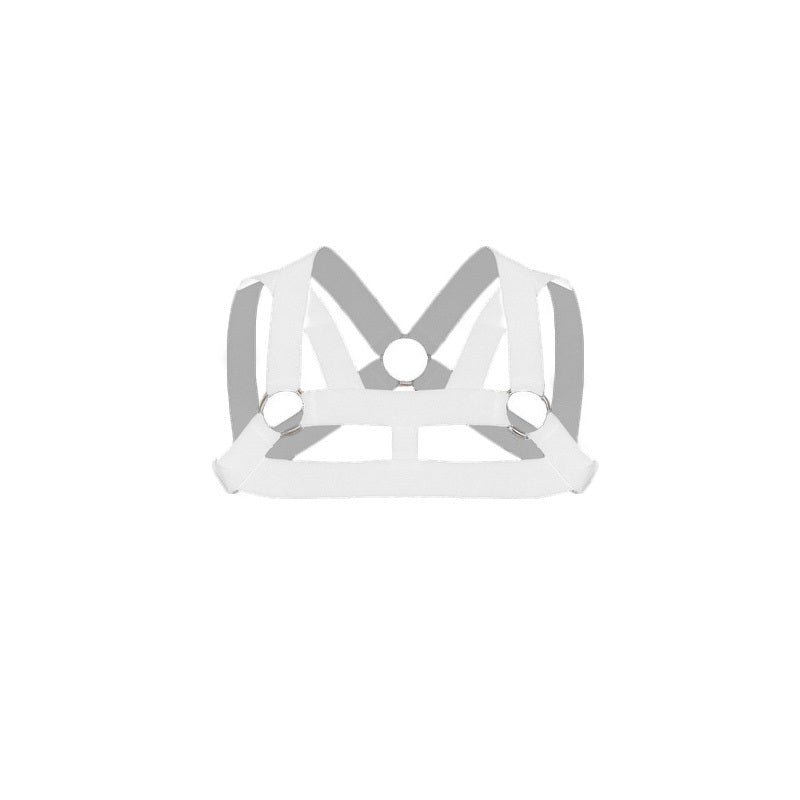 Men's Metal Ring Body Chest Harness Elastic Polyester Belt For Cosplay