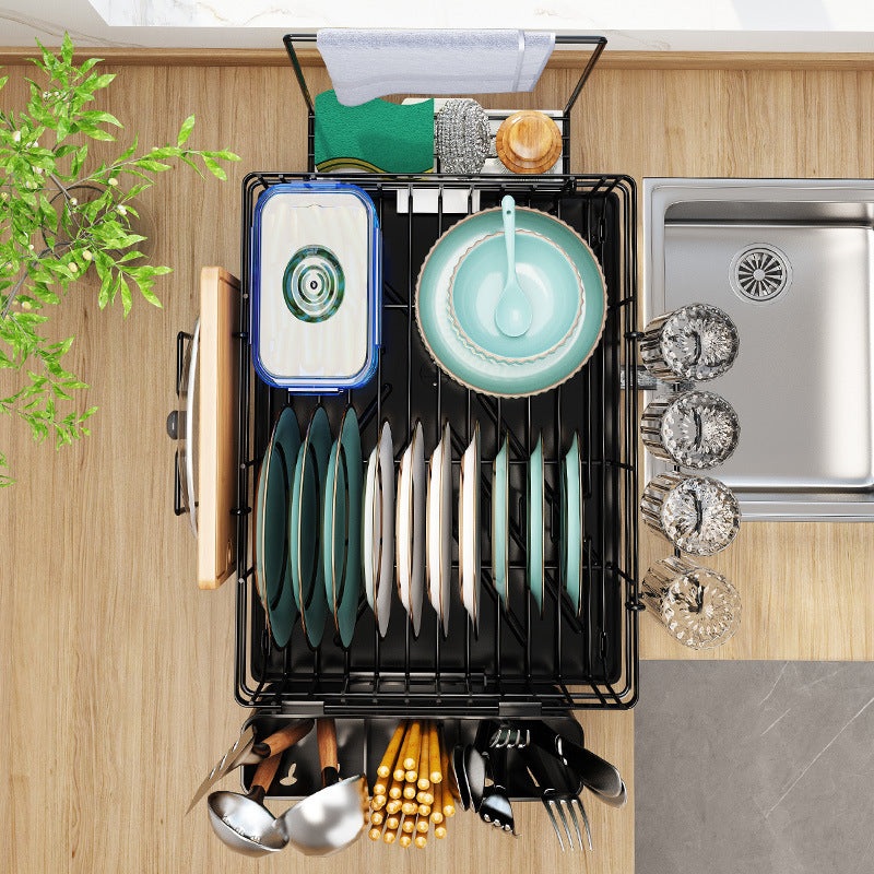 Dish Drying Rack with Utensil Holder and Cup Rack