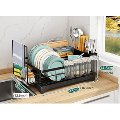 Dish Drying Rack with Utensil Holder and Cup Rack