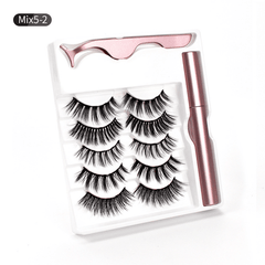 5 Pairs Magnetic Eyelashes With Eyeliner And Tweezer No Glue Needed