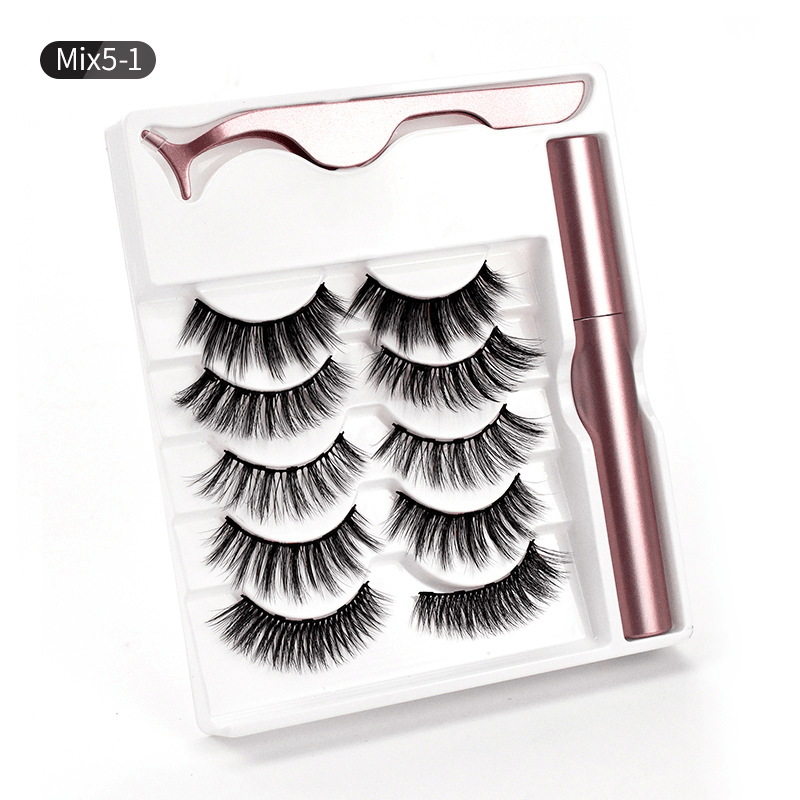 5 Pairs Magnetic Eyelashes With Eyeliner And Tweezer No Glue Needed