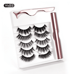 5 Pairs Magnetic Eyelashes With Eyeliner And Tweezer No Glue Needed