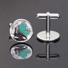 Starry Sky Dragon Men's Cufflinks, Metal Silver