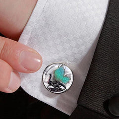 Starry Sky Dragon Men's Cufflinks, Metal Silver