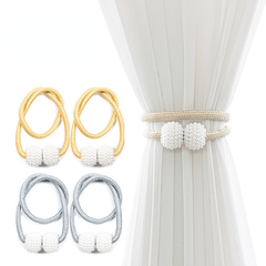 Faux Pearl Curtain Magnetic Buckle Tieback for Home