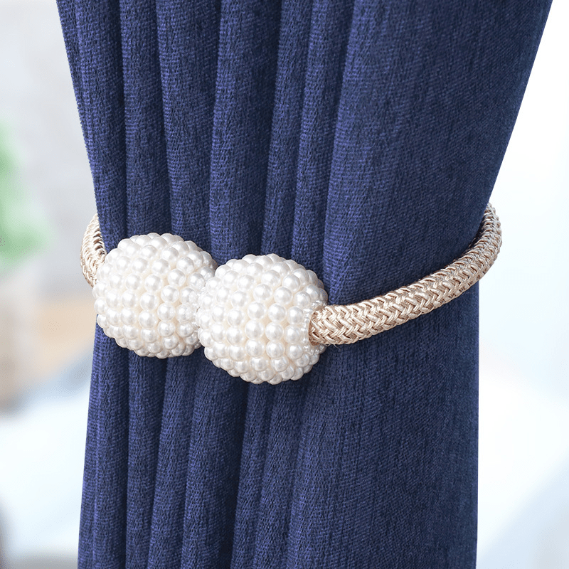 Faux Pearl Curtain Magnetic Buckle Tieback for Home