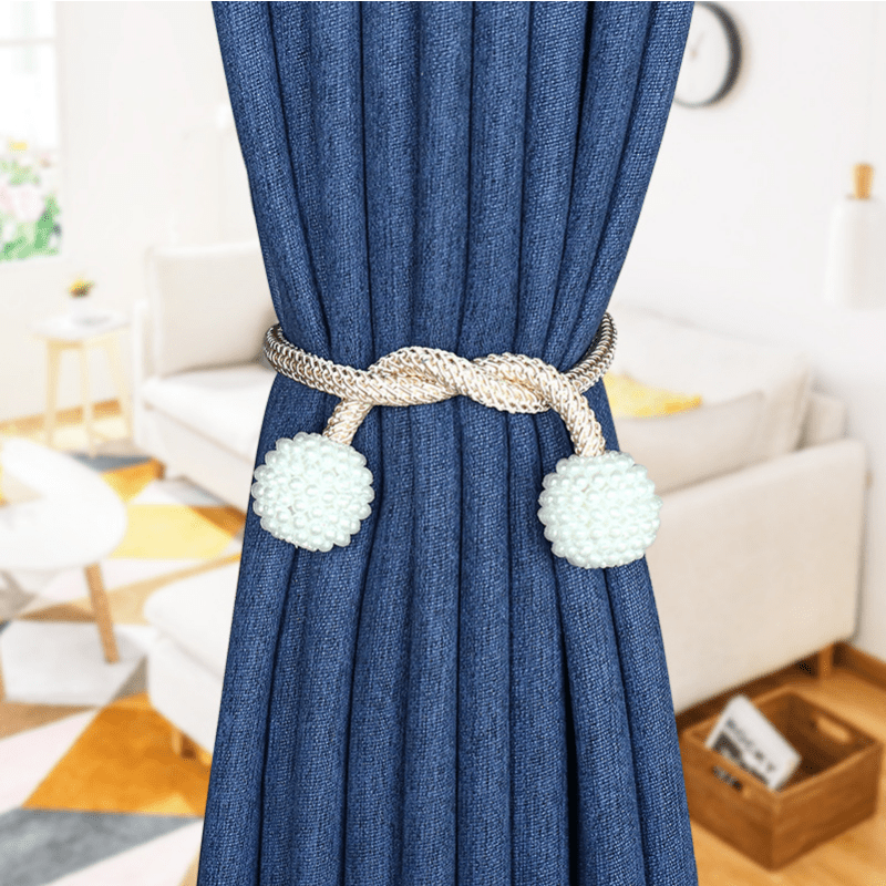 Faux Pearl Curtain Magnetic Buckle Tieback for Home