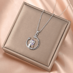 Girl's Moon Owl Necklace with Rhinestone Star Alloy Pendant