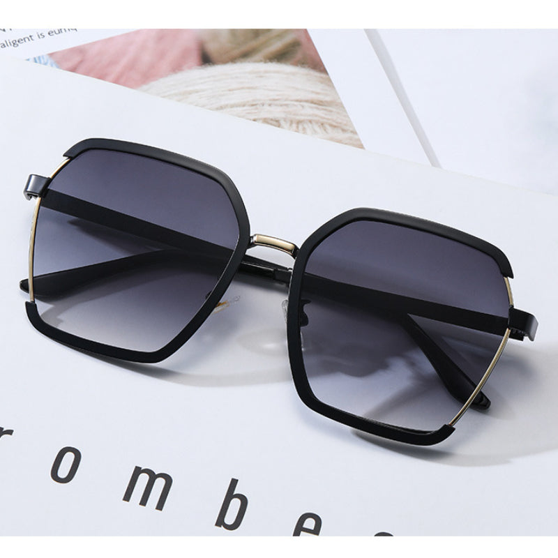 Large Polygon Sunglasses Gradient UV400 Metal Sun Shades Glasses