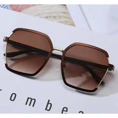 Large Polygon Sunglasses Gradient UV400 Metal Sun Shades Glasses