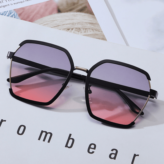Large Polygon Sunglasses Gradient UV400 Metal Sun Shades Glasses