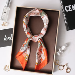 Flower Print Neckerchief Classic Shawl Silk Square Scarf Vintage Head Wrap