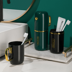 Portable Mouthwash Cup & Toothbrush Box Set for Travel