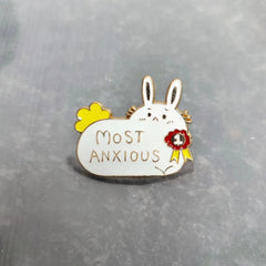 Anxiety Rabbit Brooch For Men - Mental Health Awareness Pin