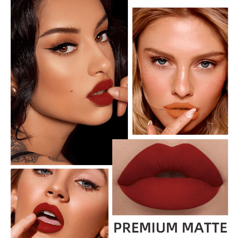 Long Lasting Matte Liquid Lipstick with Velvet Finish - Nude Sexy Red Tint