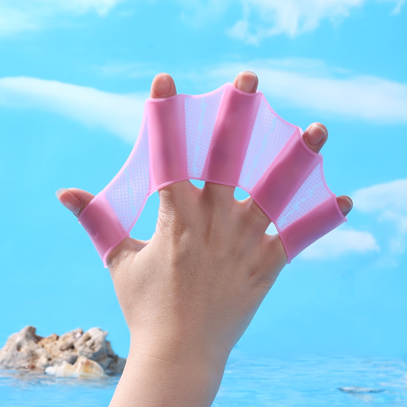 Silicone Hand Fins Finger Webbed Gloves for Diving