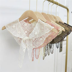 Cotton Lace Triangle Scarf with Lace Up Shawl