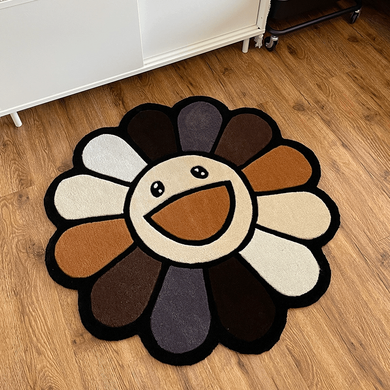 Sunflower Round Rug Soft for Living Bedroom Nursery Wash