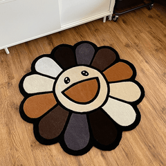 Sunflower Round Rug Soft for Living Bedroom Nursery Wash