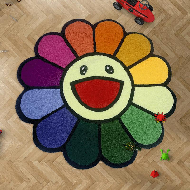 Sunflower Round Rug Soft for Living Bedroom Nursery Wash