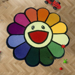 Sunflower Round Rug Soft for Living Bedroom Nursery Wash