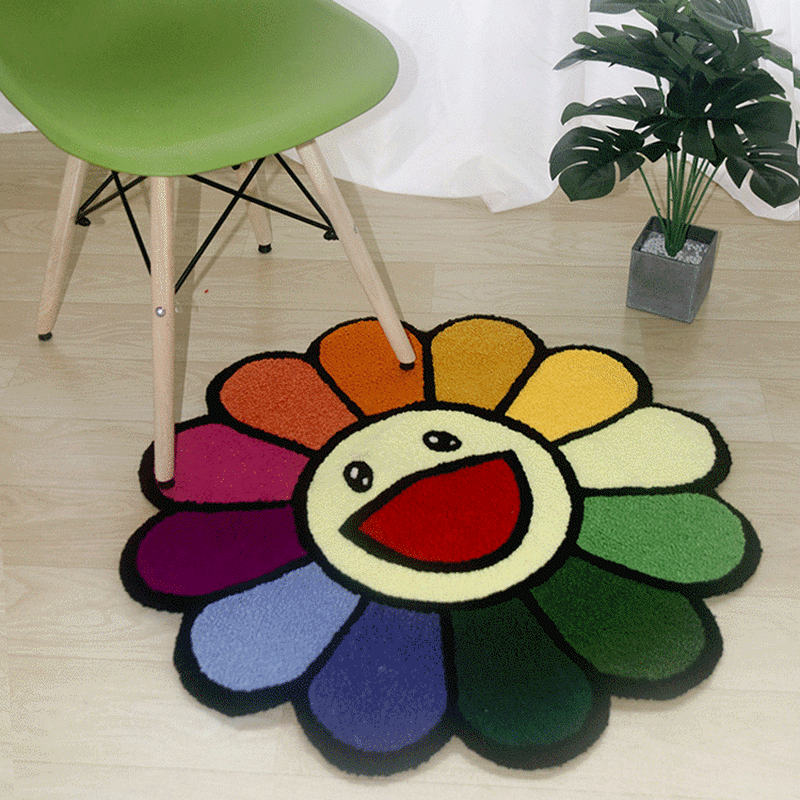 Sunflower Round Rug Soft for Living Bedroom Nursery Wash