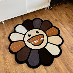 Sunflower Round Rug Soft for Living Bedroom Nursery Wash