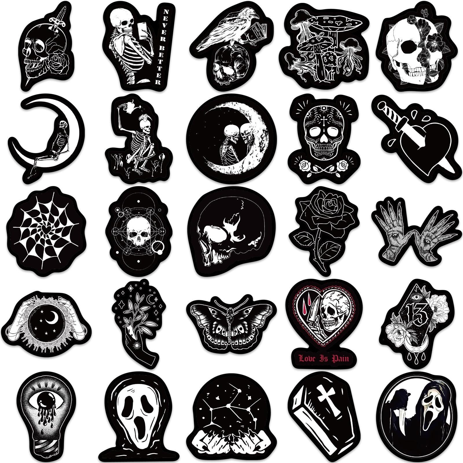 30pcs Dark Gothic Punk Skull Stickers for Laptops Phones Helmets