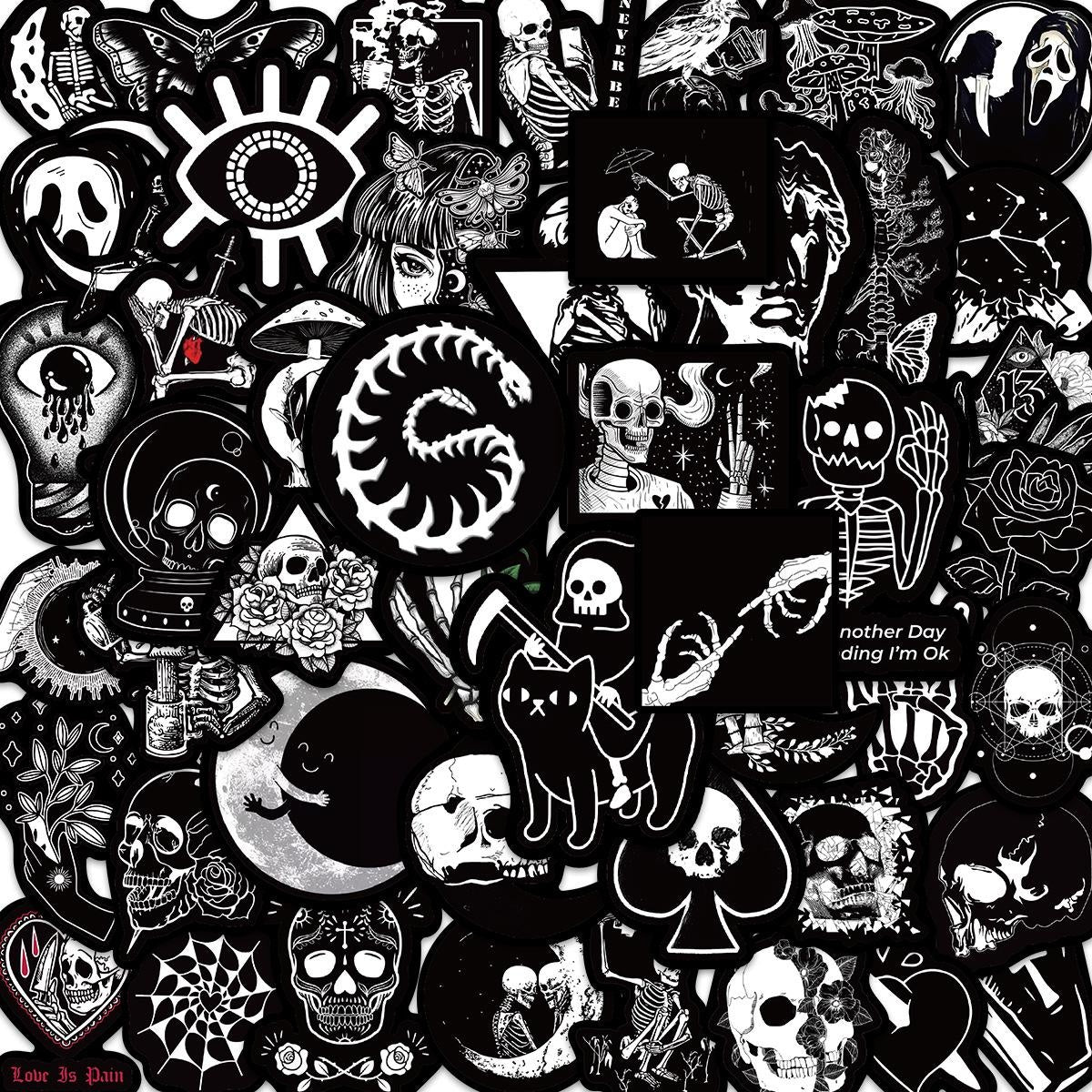 30pcs Dark Gothic Punk Skull Stickers for Laptops Phones Helmets