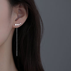 Long Wire Tassel Thread Chain Climb Heart Beads Pendants Drop Earrings