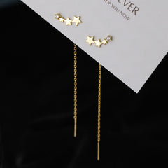 Long Wire Tassel Thread Chain Climb Heart Beads Pendants Drop Earrings