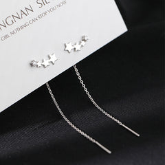 Long Wire Tassel Thread Chain Climb Heart Beads Pendants Drop Earrings