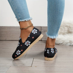 Women's Flower Pattern Slip On Sneakers Lightweight Outdoor Shoes