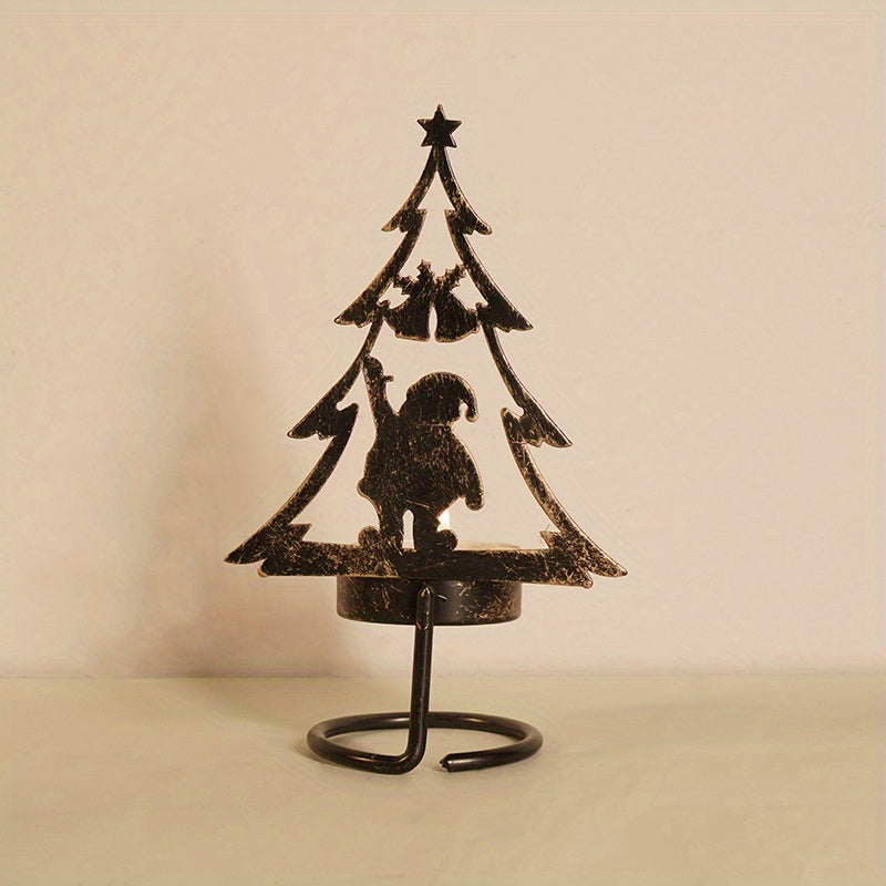 Christmas Candlestick Wrought Iron Desk Ornament