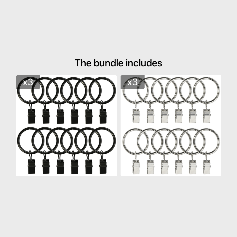 12pcs Metal Curtain Rings With Clip Decorative Curtain Ring
