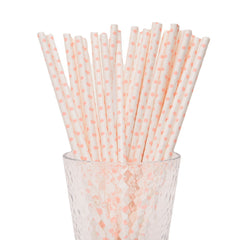 50pcs Pink Paper Straws Disposable Drinking Straws for Party Events